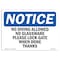 Signmission OSHA Notice, 5" Height, No Diving Allowed No Glassware Please Lock Sign, 7" X 5", Landscape OS-NS-D-57-L-14480 - alternate 1